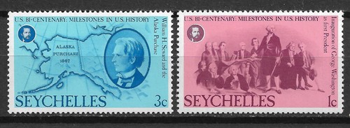 SEYCHELLEN 1976 LOT OF 2 1c-3c AMERICAN REVOLUTION MINT PERF