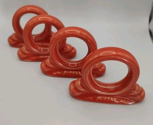 Set of 4 Fiesta Ceramic Napkin Rings in Retired Persimmon Color