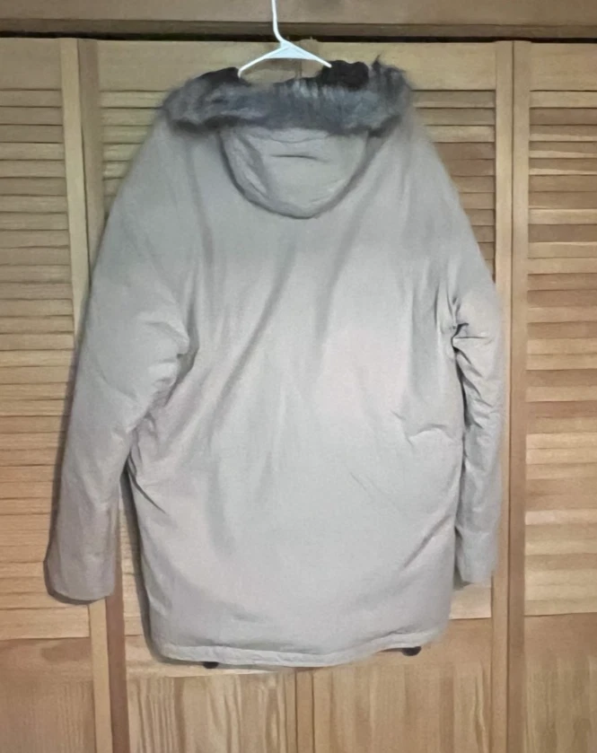 Chaqueta acolchada parka beige con capucha XXL Ben Sherman 50 % plumón piel sintética para hombre Foto 2 de 4