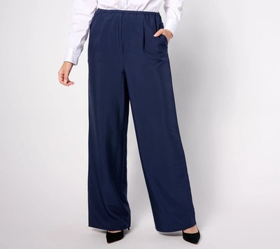 Studio Park x Amy Stran Regular Wide-Leg Pleated Pant Navy Small