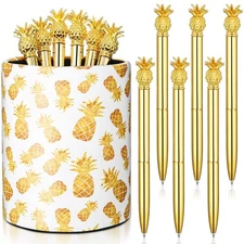Pineapple Pen Holder with 6 Pcs Pineapple Shaped Pens Gifts Ballpoint Black 0...