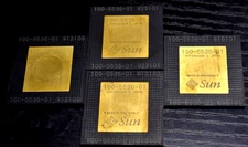 4 HUGE BGA GOLD PLATED TOP scrap chips VINTAGE SUN IC FLAT PACKS corner recovery