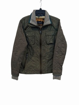 Men's SUPERDRY Limited Motorbike Quilted Double-Zip Green Jacket Size M