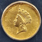 Gold 1854 Type 2 US Indian Princess $1 | ANACS EF45 - Scratched, Bent, & Cleaned