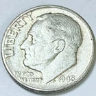 1948 Silver Roosevelt Dime - 90% Silver - Circulated Coin  #5508