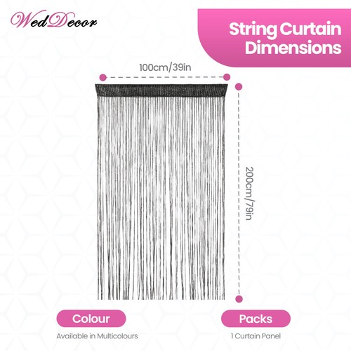 String Curtain Panels Door Fly Screen Room Divider Net Hanging Glitter Curtains - Picture 7 of 111