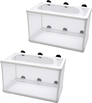 2 Pack Fish Tank Breeder Net,Fish Isolation Breeding Hatching Box, Plastic Frame