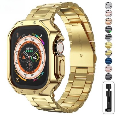 Stainless Steel Band + Case For Apple Watch Ultra 3 11 10 9 8 7 6 SE 5 38mm-49mm