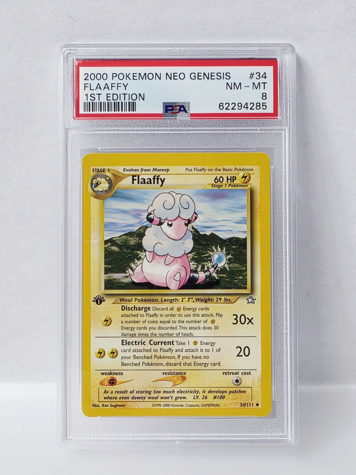 POKEMON 1ST EDITION NEO GENESIS FLAAFFY #34 PSA 8 VERY NICE!!!