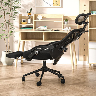 Ergonomic Office Chair with Footrest - Adjustable Lumbar Support & Headrest, 90-