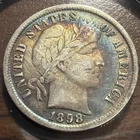 1898 P Barber Dime RAINBOW TONING TONE 90% Silver US Coin Toned