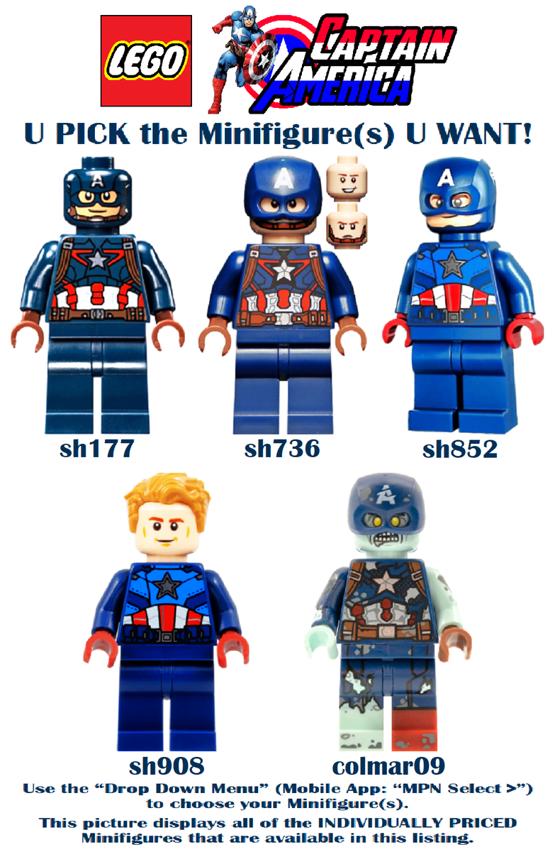 Genuine LEGO U PICK Marvel Super Heroes CAPTAIN AMERICA Minifigures **NEW**