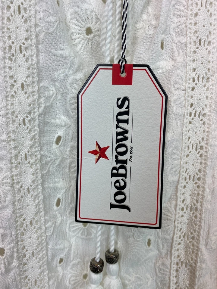 Joe Browns White Floral Embroidered Boho Top Tassels Flute Sleeve UK 24 NEW - Image 3 of 4