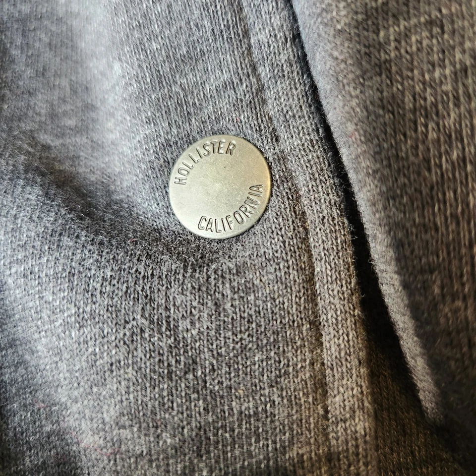 Hollister ~ Sudadera con Capucha de Cuero Sintético Moto Chaqueta de Motocicleta ~ Negro/Gris ~ Talla Pequeña ~ NUEVO SIN ETIQUETAS Foto 4 de 4