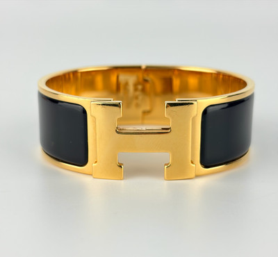 Hermes Armband Clic Clac H breiter Armreif PM Schwarz & Gold Hardware