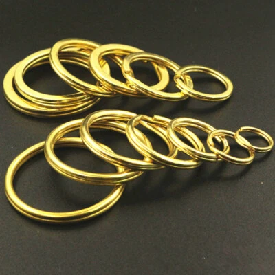 Solid Brass Split Rings Key Ring 15mm-35mm Hoop Loop Leather Holder DIY Hardware
