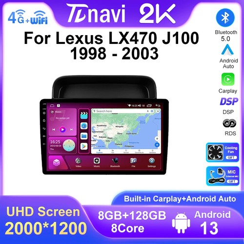 Per Lexus LX470 J100 1998-2003 Android Carplay Autoradio Lettore Video Schermo GPS - Foto 2 di 32