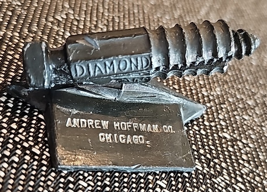 Diamond Expansion Bolt Co Paperweight 1908 Cast Iron ADVERTISING Andrew