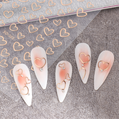 Nail..Heart４♡ Rainbow Heart Waterslide Nail Decals, Pre-cut Nail Tattoo