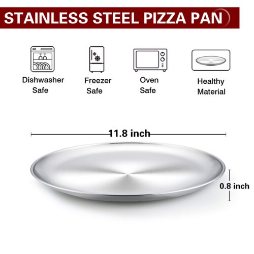 12 inch Pizza Pan Stainless Steel Pizza Pan Tray Round Pizza Oven Baking Pan - Picture 7 of 7