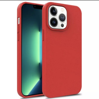 Biodegradable Wheat Straw Soft Case for iPhone 14 Pro Max - Red