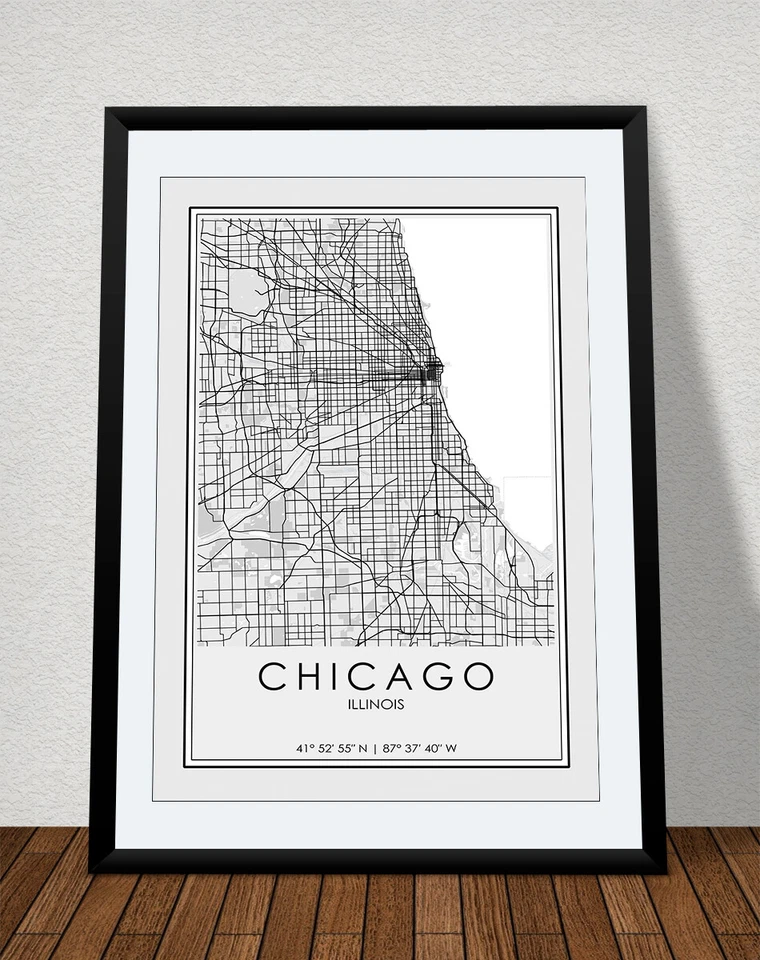 Chicago Map Print Wall Art, Chicago Map Poster | Custom Minimalist City Print - Image 2 of 4