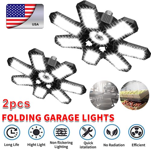 12000000LM LED Garage Light Super Bright Work Shop Ceiling Light Deformable Bulb