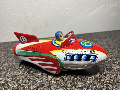 Vintage Friction Tin Toy Space Rocket Racer in Original Box MF 735 6 ...