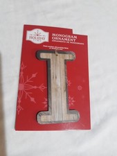 Letter I Holiday Ornament Xmas Monogram Initial Faux Wood-Like Cardboard Brown