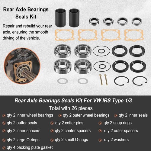 Rear IRS Bearing Kit with Seals Clips Spacers for Vw Bug Karmann Ghia 1968-1979 - Picture 5 of 14
