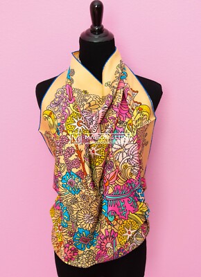 NEW HERMES 90 cm 36'' CACHE-CACHE FLEURI BEIGE SILK TWILL SCARF SHAWL CARRE fc8 