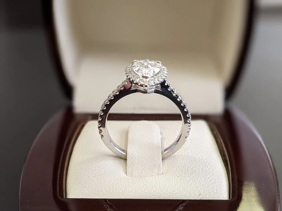 1.75 ct Diamond Engagement Ring Pear Halo Lab Created 14K White Gold IGI GIA - Image 4 of 4