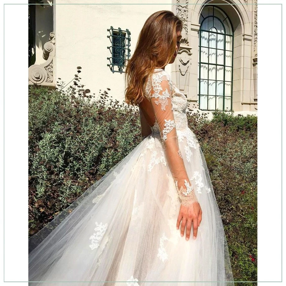 $6500 Monique Lhuillier Rachelle Chantilly Encaje Tul Pasarela Vestido de Novia Foto 3 de 4