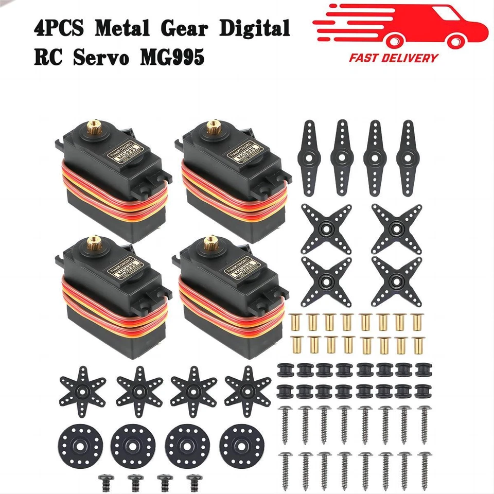 4PCS Metal Gear Servo Digital RC MG995 Torque 180° Hi-Speed for Futaba JR 2C NEW - image 2 of 4