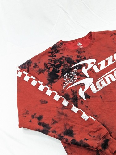 Disney Parks Pizza Planet Large Red Black Toy Story Tiedye Sweatshirt Crew neck - Picture 2 of 8