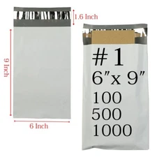 1000 PCS 6x9 INCH 2.5 Mil Poly Mailers Plastic Envelopes Shipping Bags