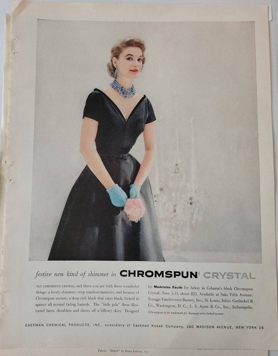 1956 women's Eastman Chromspun Madeleine Fauth Arkay Dress vintage