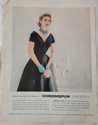 1956 women's Eastman Chromspun Madeleine Fauth Arkay Dress vintage fashion ad | eBay 1956 women's Eastman Chromspun Madeleine Fauth Arkay Dress vintage fashion ad | eBay