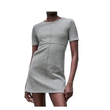 Zara Short Sleeve Knitted Gray Dress Women’s Size Small Knee Length