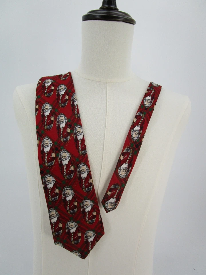 Gravata Claybrooke masculina vermelha Stanta 54" de comprimento 4" de largura 100% seda vintage - Imagem 2 de 4