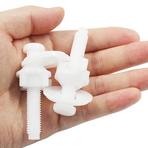 2 Pack White Plastic Toilet Seat Screws Nuts Washers Parts Kit for Toilet Seat - Picture 3 of 5