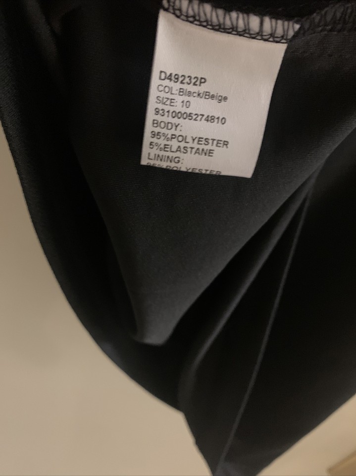 NWT Caroline Morgan Black Beige Sleeveless Poly Elastane Knee Length ...