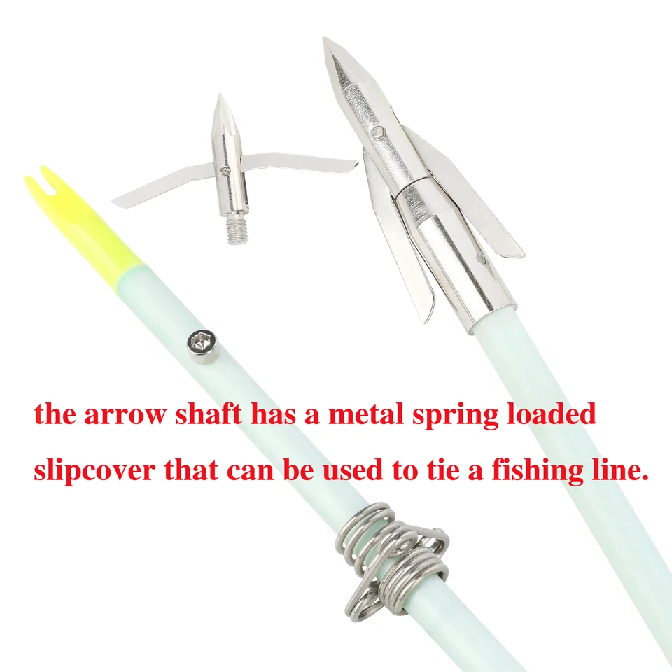 Flechas de pesca com arco brilho noturno cabeças largas fibra de vidro sólida pesca caça - Imagem 3 de 4