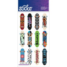 Scrapbooking Crafts Stickers Sticko Skateboard 9 Vibes Decorated Skull Skater D