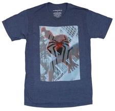 Spider-Man (Marvel Comics) Mens T-Shirt - Whited Style Logo Over Photo Image