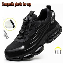 MENS WOMEN COMPOSITE PLASTIC TOE CAP WORK TRAINER SHOES LIGHTWEIGHT SAFETY SHOES