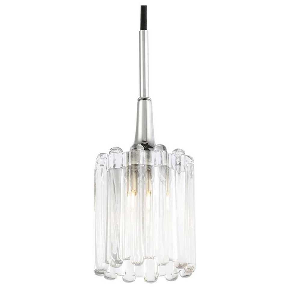 Colgante halógeno de vidrio Woodbridge Lighting Regent Park 1Lt en cromo/bronce Foto 2 de 4