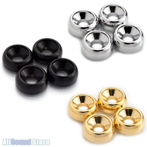 (4) Guitar Neck Mounting Ferrules Bushings 14mm Diameter CHROME, GOLD or BLACK
