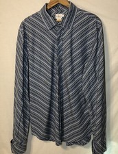 Vintage Calvin Klein Jeans Long Sleeve Button Up Shirt Blue Stripes Retro Mens L