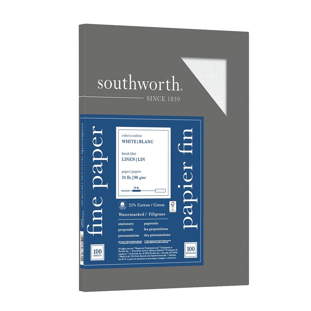Premium 25% Cotton Linen Business Paper - 8.5x11 White Letter Size - 100 Sheets